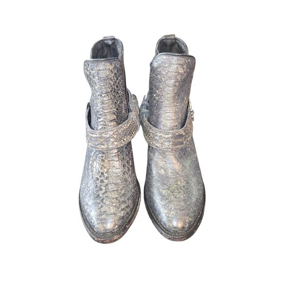 Lane NEW LB0470 Mattie Booties Size 7.5 Black Croc Embossed Leather Western - Picture 2 of 15